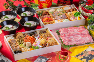 二段重のおせち 黒毛和牛他付き 　大町温泉郷　黒部観光ホテル