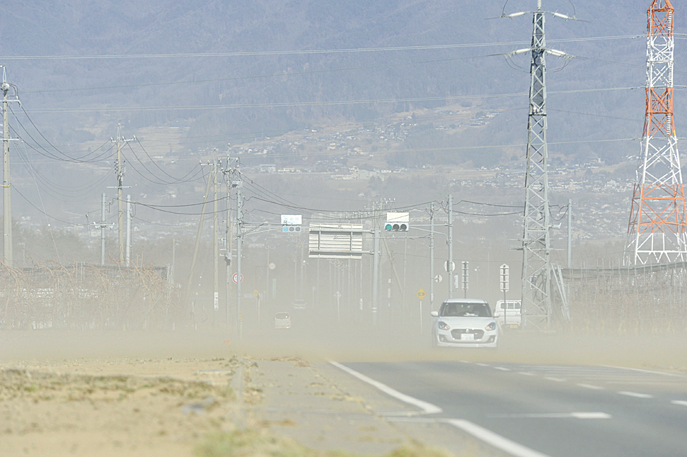 舞い上がる砂煙